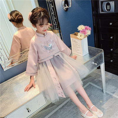 Next win女童汉服春秋套装2021新款中国风儿童超仙连衣裙唐装襦裙