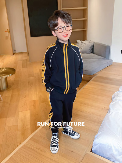 左西男童套装春装儿童运动帅气两件套中大童男孩春秋2021新款童装