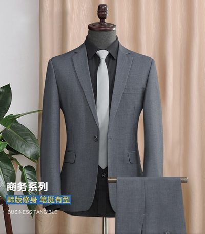 西服套装男士外套商务职业正装灰色春季休闲小西装男修身单件上衣
