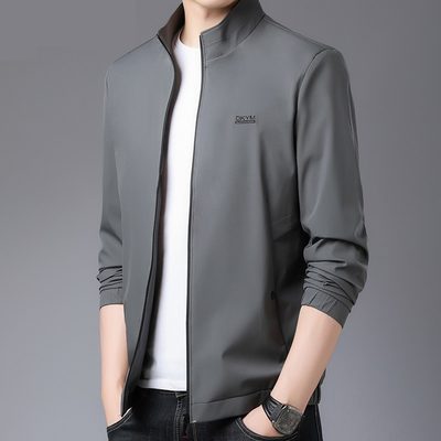 春秋季薄款男士立领夹克衫运动休闲时尚高端潮流男装长袖百搭外套