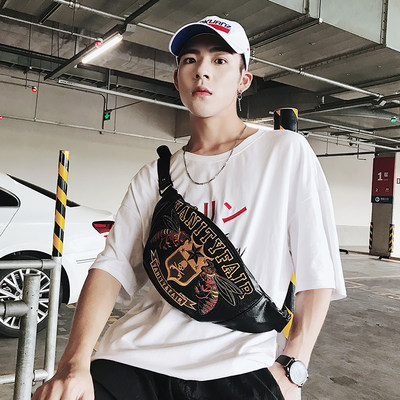 香港代购韩版真皮胸包腰包青年小包时尚潮男包单肩斜挎包休闲背包