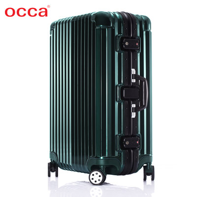 occa正品纯PC绿色复古高端欧美拉杆箱万向轮亮面时尚密码锁旅行